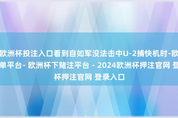 欧洲杯投注入口看到自如军没法击中U-2捕快机时-欧洲杯下单平台- 欧洲杯下赌注平台 - 2024欧洲杯押注官网 登录入口