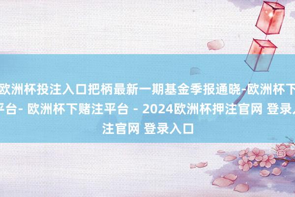 欧洲杯投注入口把柄最新一期基金季报通晓-欧洲杯下单平台- 欧洲杯下赌注平台 - 2024欧洲杯押注官网 登录入口