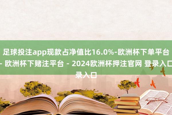 足球投注app现款占净值比16.0%-欧洲杯下单平台- 欧洲杯下赌注平台 - 2024欧洲杯押注官网 登录入口