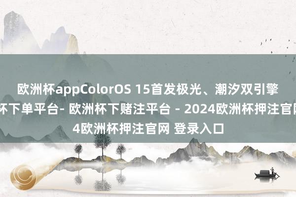 欧洲杯appColorOS 15首发极光、潮汐双引擎缱绻-欧洲杯下单平台- 欧洲杯下赌注平台 - 2024欧洲杯押注官网 登录入口