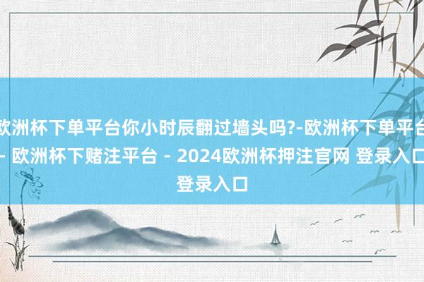 欧洲杯下单平台你小时辰翻过墙头吗?-欧洲杯下单平台- 欧洲杯下赌注平台 - 2024欧洲杯押注官网 登录入口